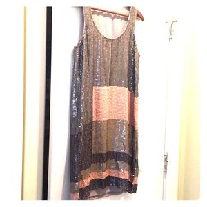Gold Hawk sequin shift dress